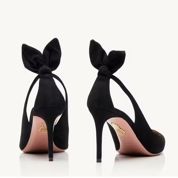 Aquazzura Bow Tie Pump 85mm Heels Black Size 36 - Picture 14 of 14